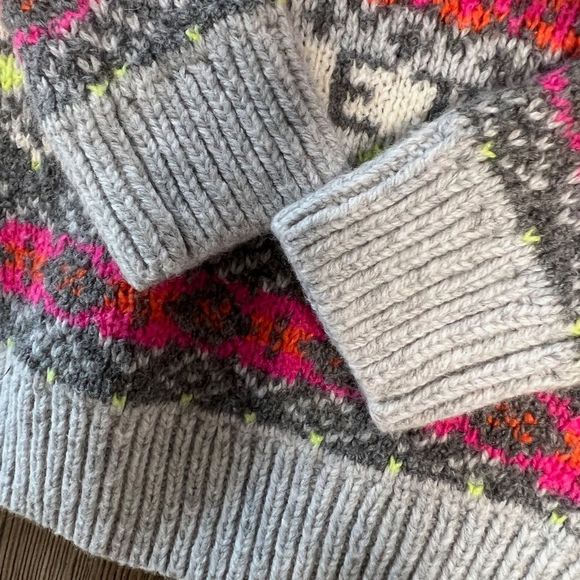 Gap Sweater Let It Snow Stripes Heather Gray Pink 12-18M 12-18 Months - Picture 5 of 9